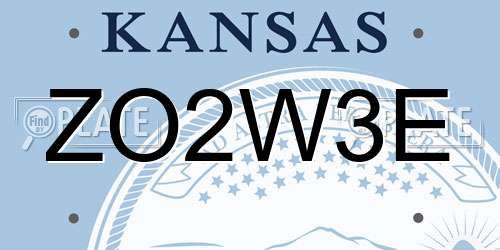 ZO2W3E Kansas License Plate