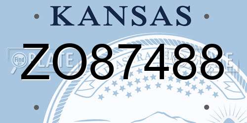 ZO87488 Kansas License Plate