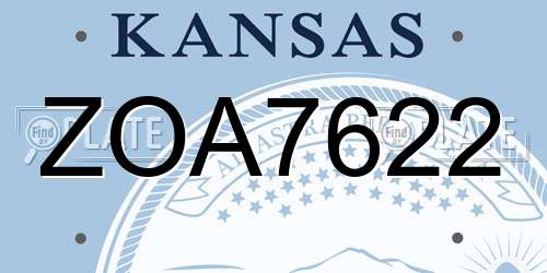 ZOA7622 Kansas License Plate