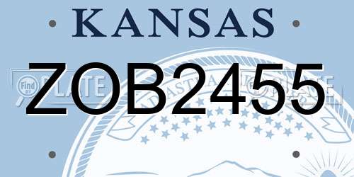 ZOB2455 Kansas License Plate