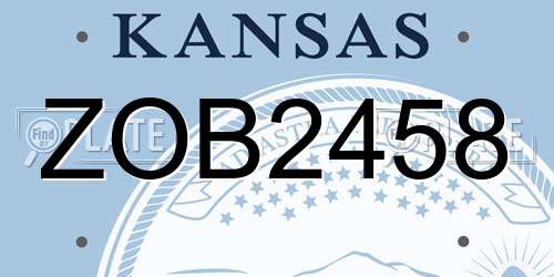 ZOB2458 Kansas License Plate