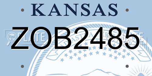 ZOB2485 Kansas License Plate