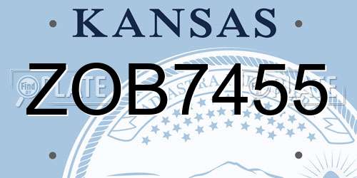 ZOB7455 Kansas License Plate
