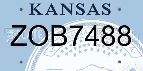 ZOB7488 Kansas License Plate
