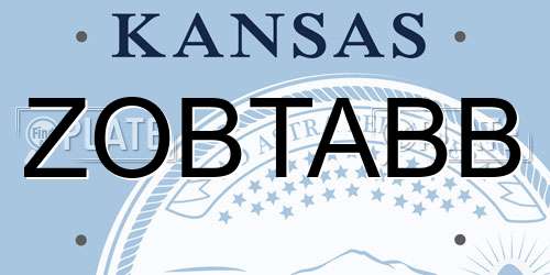 ZOBTABB Kansas License Plate