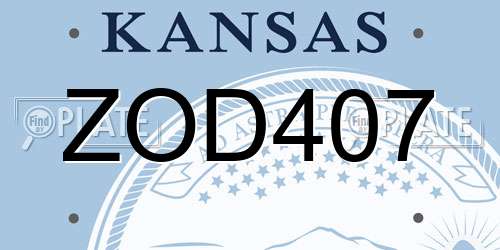 ZOD407 Kansas License Plate