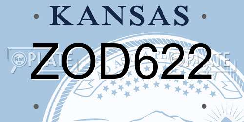 ZOD622 Kansas License Plate