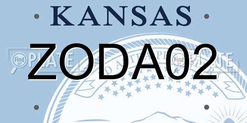 ZODA02 Kansas License Plate