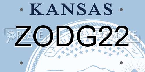 ZODG22 Kansas License Plate