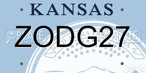 ZODG27 Kansas License Plate
