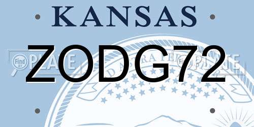 ZODG72 Kansas License Plate
