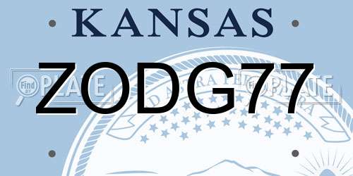 ZODG77 Kansas License Plate