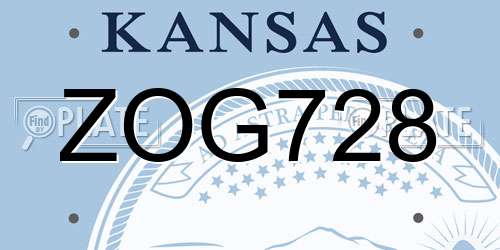 ZOG728 Kansas License Plate