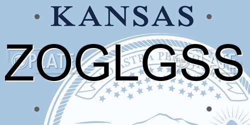 ZOGLGSS Kansas License Plate