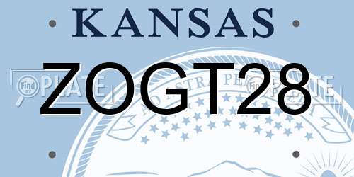 ZOGT28 Kansas License Plate