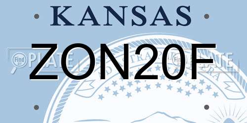 ZON20F Kansas License Plate