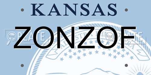 ZONZOF Kansas License Plate