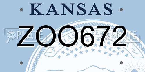 ZOO672 Kansas License Plate