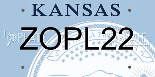 ZOPL22 Kansas License Plate