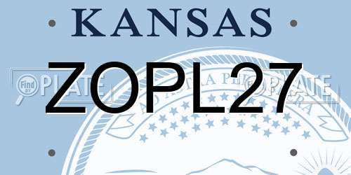 ZOPL27 Kansas License Plate
