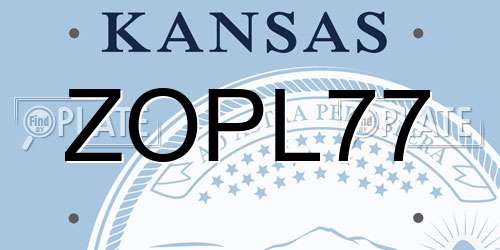 ZOPL77 Kansas License Plate