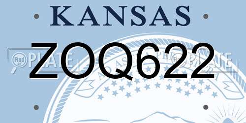 ZOQ622 Kansas License Plate