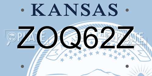 ZOQ62Z Kansas License Plate