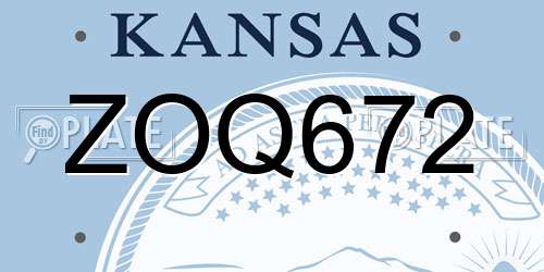 ZOQ672 Kansas License Plate