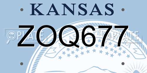 ZOQ677 Kansas License Plate