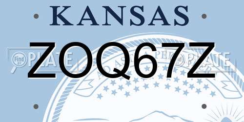 ZOQ67Z Kansas License Plate