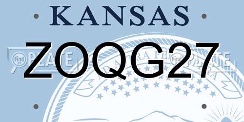 ZOQG27 Kansas License Plate