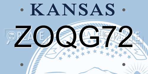 ZOQG72 Kansas License Plate