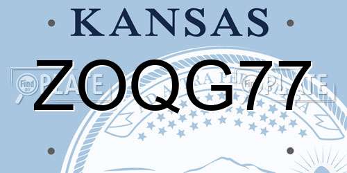 ZOQG77 Kansas License Plate