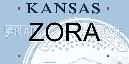 ZORA Kansas License Plate