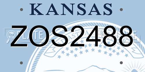 ZOS2488 Kansas License Plate