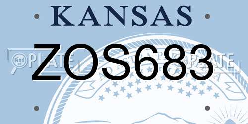ZOS683 Kansas License Plate