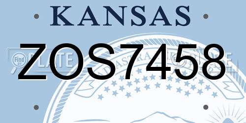ZOS7458 Kansas License Plate
