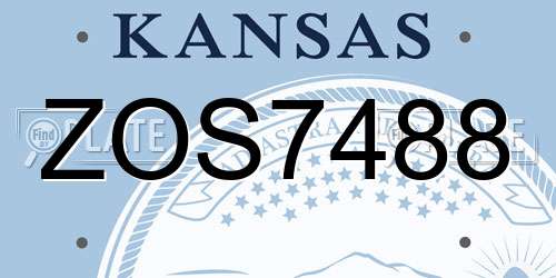 ZOS7488 Kansas License Plate