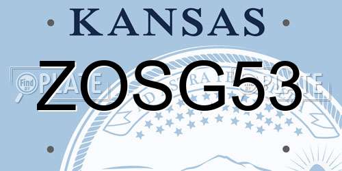 ZOSG53 Kansas License Plate