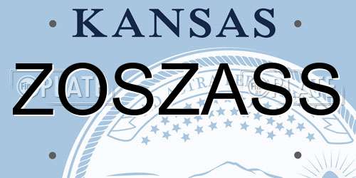 ZOSZASS Kansas License Plate