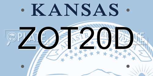 ZOT20D Kansas License Plate