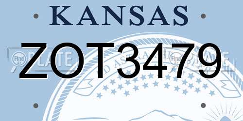 ZOT3479 Kansas License Plate