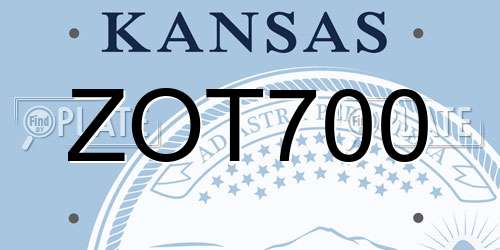 ZOT700 Kansas License Plate