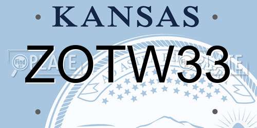 ZOTW33 Kansas License Plate