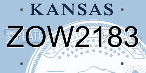ZOW2183 Kansas License Plate