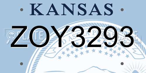 ZOY3293 Kansas License Plate