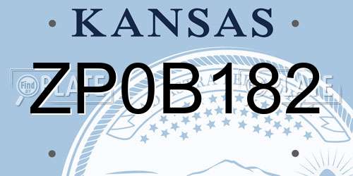 ZP0B182 Kansas License Plate