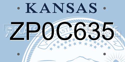 ZP0C635 Kansas License Plate