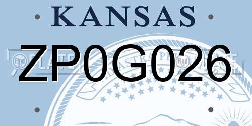 ZP0G026 Kansas License Plate