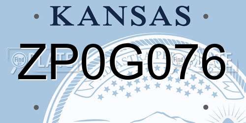 ZP0G076 Kansas License Plate